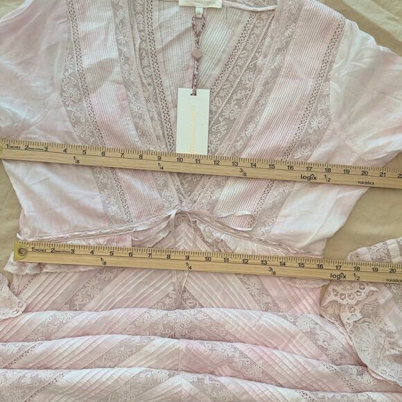 LoveShackFancy Blush Maxi Dress with Ruffle Sleeves - Picture 4 of 11